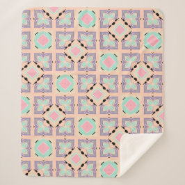 Pastel Geometric Tile Pattern | Pink Mint Purple  Sherpa Deken