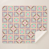 Pastel Geometric Tile Pattern | Pink Mint Purple  Sherpa Deken (Voorkant (horizontaal))