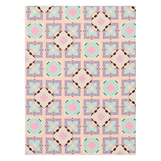 Pastel Geometric Tile Pattern | Pink Mint Purple  Tafelkleed (Voorkant)