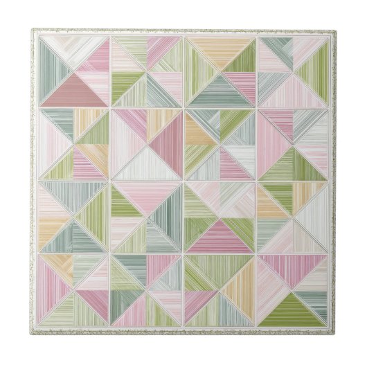 Pastel Geometrisch Cottagecore Dekbedpatroon Tegeltje (Voorkant)