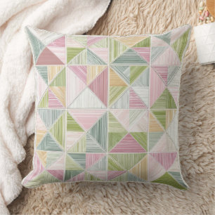 Pastel Geometrisch Cottagecore Quiltpatroon Kussen