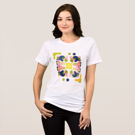 Pastel geometrisch ingelijst abstract ontwerp met Tri-Blend shirt (Voorkant volledig)