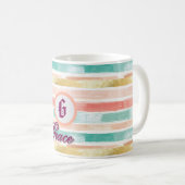 Pastel geometrisch naadloos patroon monogram koffiemok (Voorkant rechts)