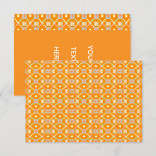 Pastel geometrisch pixelpatroon op levendig oranje bedankkaart