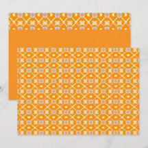 Pastel geometrisch pixelpatroon op levendig oranje