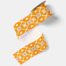 Pastel geometrisch pixelpatroon op levendig oranje