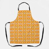 Pastel geometrisch pixelpatroon op levendig oranje schort (Voorkant)