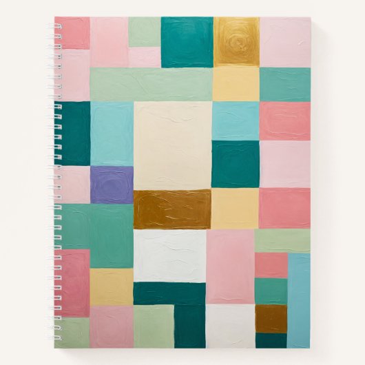 Pastel geometrisch quilt notitieboek (Voorkant)