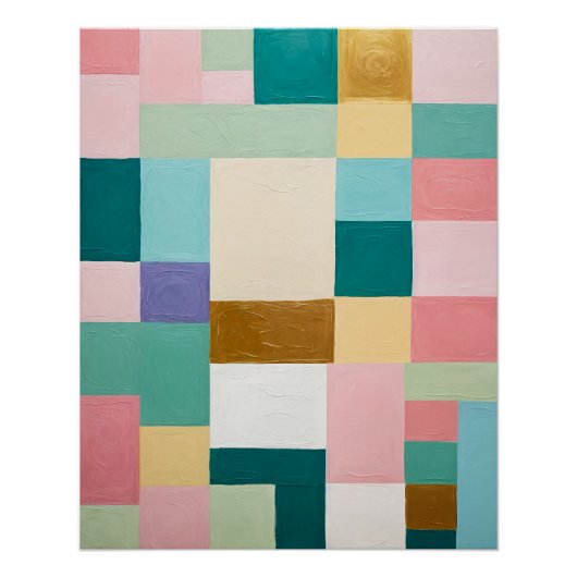 Pastel geometrisch quilt perfect poster (Voorkant)