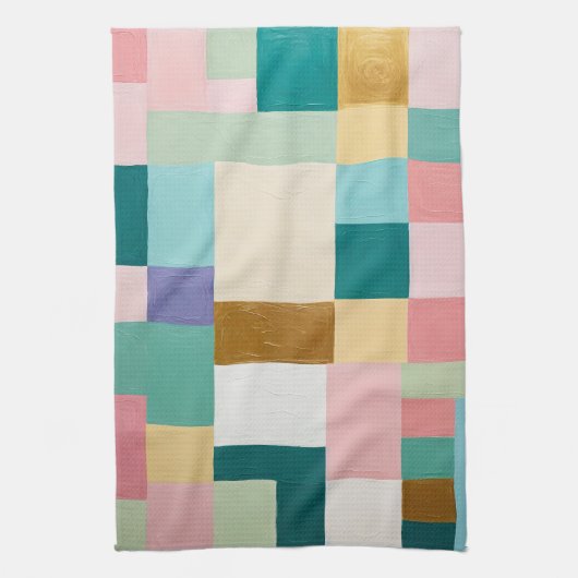 Pastel geometrisch quilt theedoek (Verticaal)
