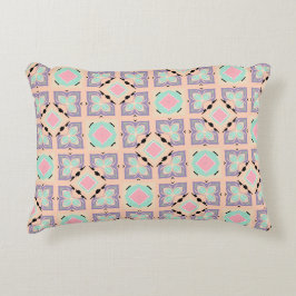 Pastel Geometrisch Tegelmotief | Roze Mint Paars Accent Kussen