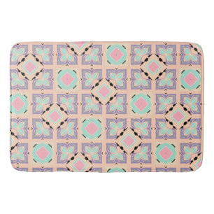 Pastel Geometrisch Tegelmotief   Roze Mint Paars  Badmat