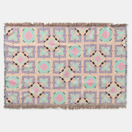 Pastel Geometrisch Tegelmotief | Roze Mint Paars Deken