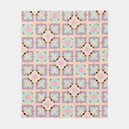 Pastel Geometrisch Tegelmotief | Roze Mint Paars Fleece Deken