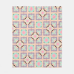 Pastel Geometrisch Tegelmotief   Roze Mint Paars  Fleece Deken