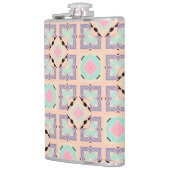 Pastel Geometrisch Tegelmotief | Roze Mint Paars Heupfles (Links)