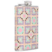 Pastel Geometrisch Tegelmotief | Roze Mint Paars Heupfles (Rechts)