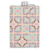 Pastel Geometrisch Tegelmotief | Roze Mint Paars Heupfles (Achterkant)
