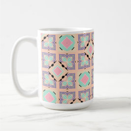 Pastel Geometrisch Tegelmotief | Roze Mint Paars Koffiemok