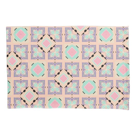 Pastel Geometrisch Tegelmotief | Roze Mint Paars Kussensloop (Voorkant)