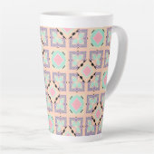 Pastel Geometrisch Tegelmotief | Roze Mint Paars  Latte Mok (Rechterhoek)