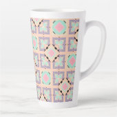 Pastel Geometrisch Tegelmotief | Roze Mint Paars  Latte Mok (Rechts)