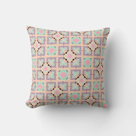 Pastel Geometrisch Tegelpatroon | Roze Mint Paars Kussen