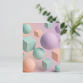 Pastel Geometrische Bollen Kubussen Briefkaart (Staand voorkant)