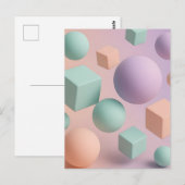 Pastel Geometrische Bollen Kubussen Briefkaart (Voorkant / Achterkant)