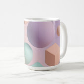 Pastel geometrische bollen kubussen koffiemok (Voorkant rechts)