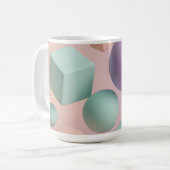 Pastel geometrische bollen kubussen koffiemok (Voorkant links)