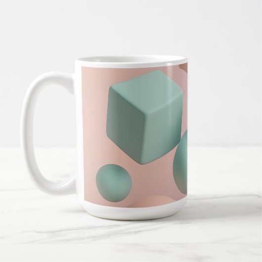 Pastel geometrische bollen kubussen koffiemok (Links)