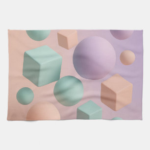 Pastel Geometrische Bollen Kubussen Theedoek