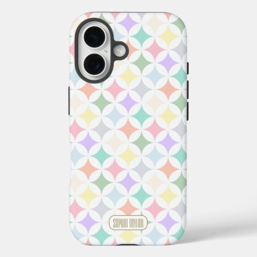 Pastel geometrische cirkels en diamantpatroon Case-Mate iPhone case (Achterkant)