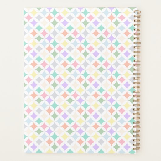 Pastel geometrische cirkels en diamantpatroon planner (Achterkant)