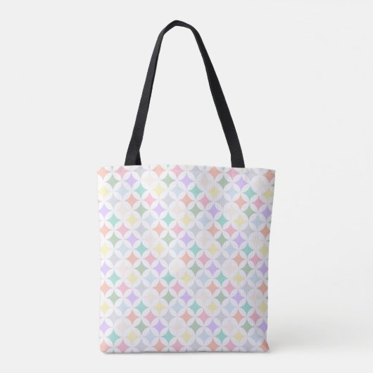 Pastel geometrische cirkels en diamantpatroon tote bag (Achterkant)