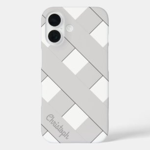 Pastel Geometrische Crossing Grijze Lijnen met Naa iPhone 16 Hoesje