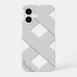 Pastel Geometrische Crossing Grijze Lijnen met Naa iPhone 16 Hoesje