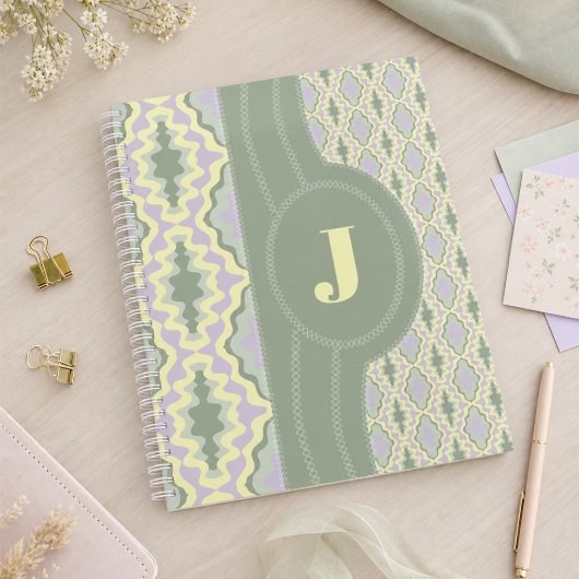 Pastel Geometrische Golven Met Initiaal Planner