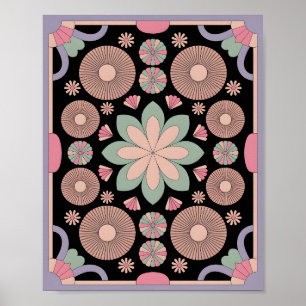 Pastel Geometrische Mandala Bloem Poster
