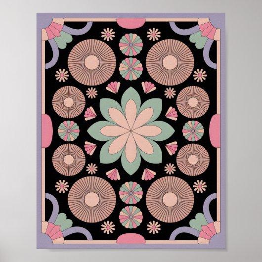 Pastel Geometrische Mandala Bloem Poster (Voorkant)
