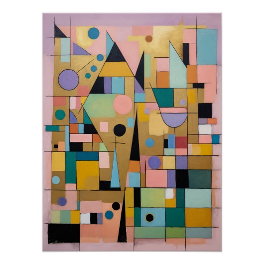 Pastel Geometrische Metropool Perfect Poster (Voorkant)