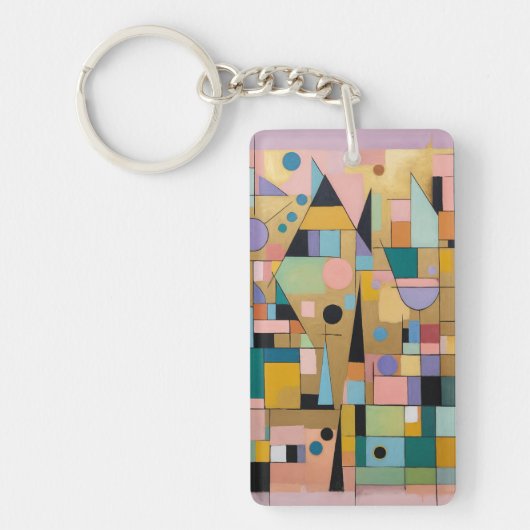 Pastel Geometrische Metropool Sleutelhanger (Voorkant)