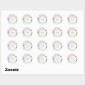 Pastel Geometrische Pioenrozen Bloemige Bruiloft Ronde Sticker (Vel)