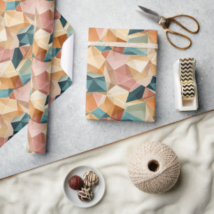 Pastel Geometrische Pop Sierpapier Rol voor Sier Cadeaupapier
