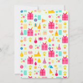 Pastel geometrische verjaardagsblokken uitnodiging (Achterkant)