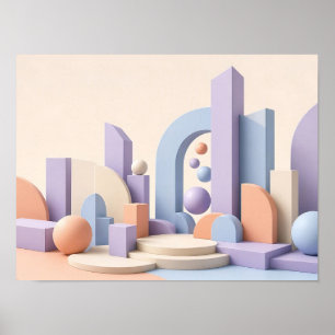 Pastel Geometrische Vormen Abstracte Wandkunst Poster