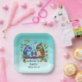 Pastel gepersonaliseerde Baby Bird Shower Papieren Bordje (Feest)