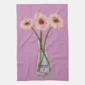 Pastel Gerbera Flower +Aangepaste naam Theedoek (Verticaal)