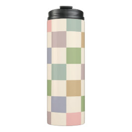 Pastel geruit geometrisch retrocheckerpatroon thermosbeker